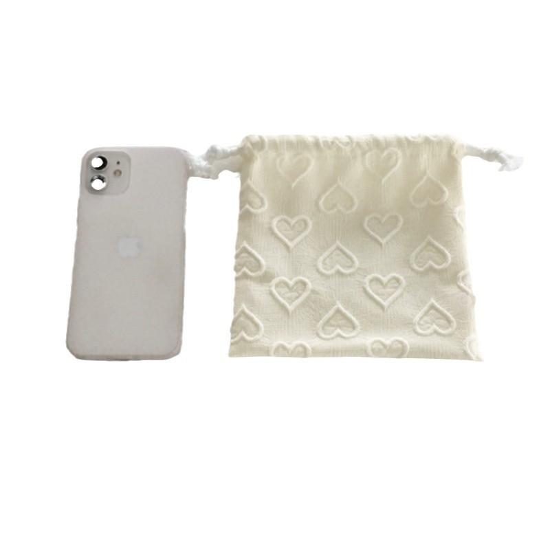 Korean Style, Heart-shaped Jacquard, Hand-held Hanging Bag, Ins, Travel Handbag, Student Storage Bag, Drawstring Pocket