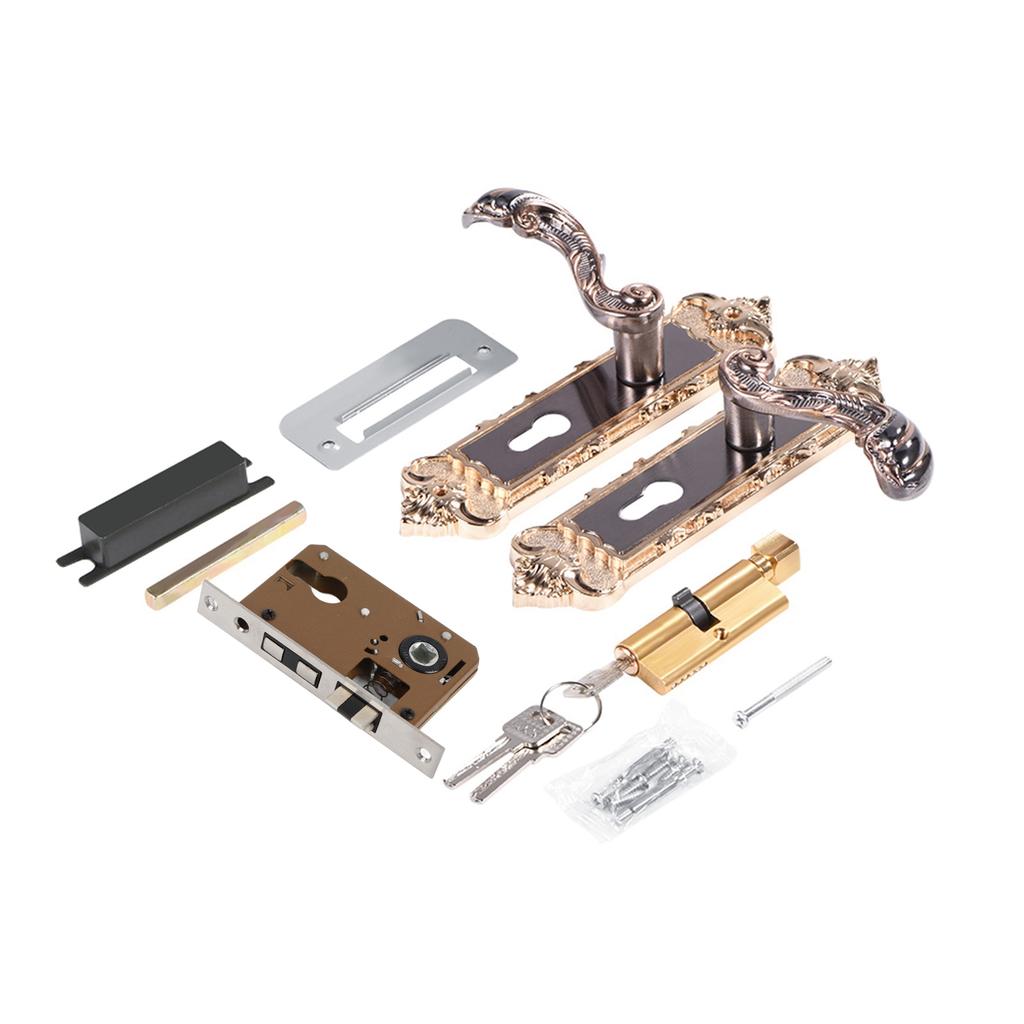 European Style Retro Aluminum Alloy Vintage Door Lock Interior Anti Theft Room Door Lock