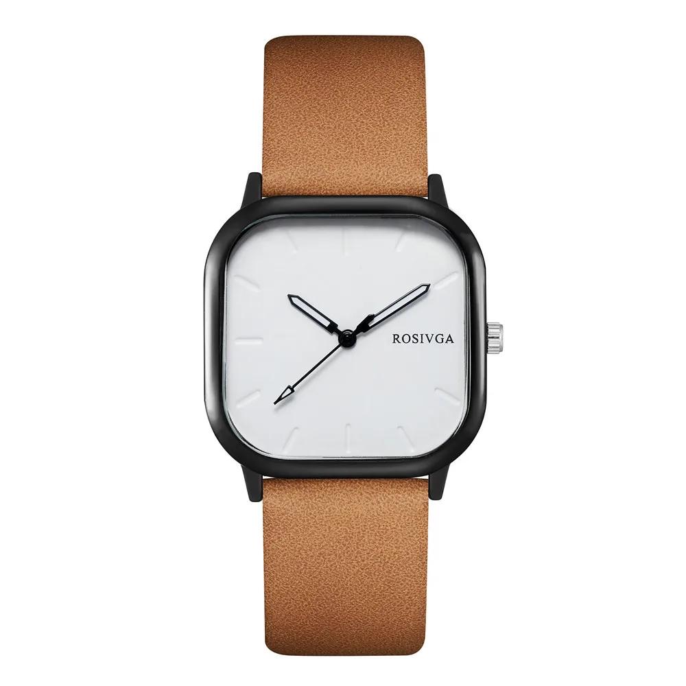 Fashion Watch Simple Square Dial PU Leather Quartz Men Business Watch Wristwatch for Men Clock for Women Montre Homme