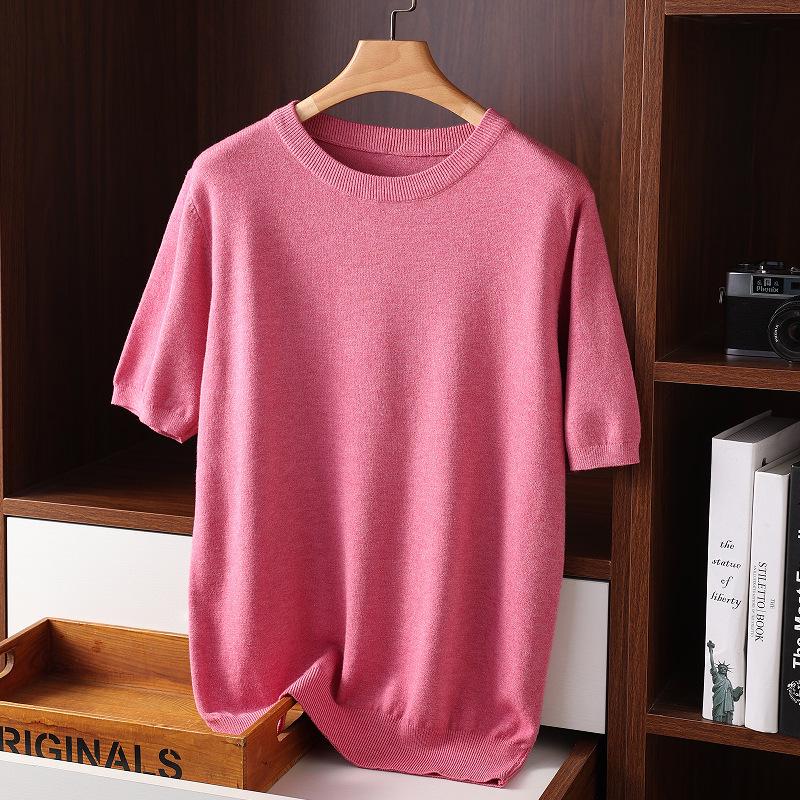 Men's Plus Size Knit Short Sleeve Round Neck Pullover Top