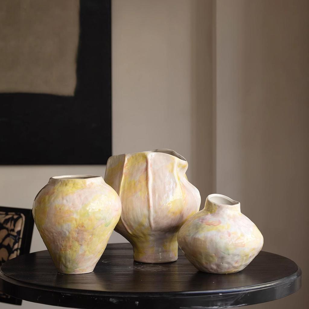 Keramikvase Handgefertigt Steinguttopf Blumenvase Blumenarrangement Zubehör Retro Blumentopf Heimdeko Zubehör