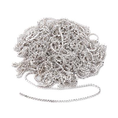 Vetro trasparente con strass, catena, stoffa, gioielli, artigianato, accessorio per cucire, decorazione, argento