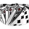 Retro Unisex Ring Playing Card Adjustable Poker Engraved Open Ring Jewelry for Party