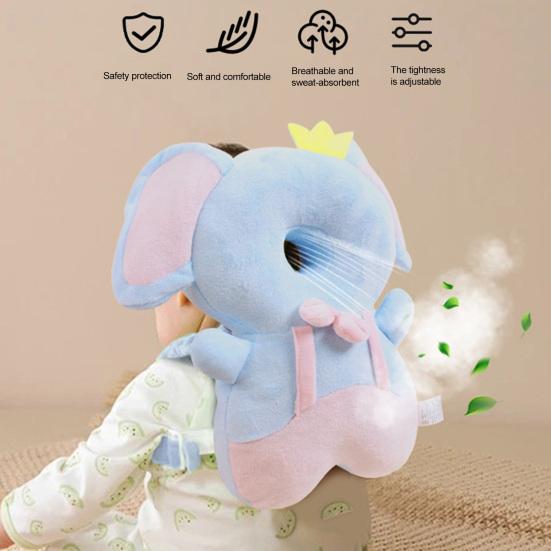 Baby Head Protector Adjustable Head Protection Backpack Stuffed Elephant Safety Cushion