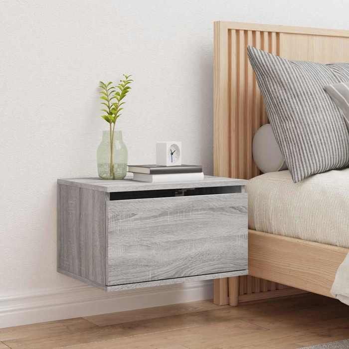 Table de chevet murale - Maison Exclusive - LED RVB - Sonoma gris - Montage mural