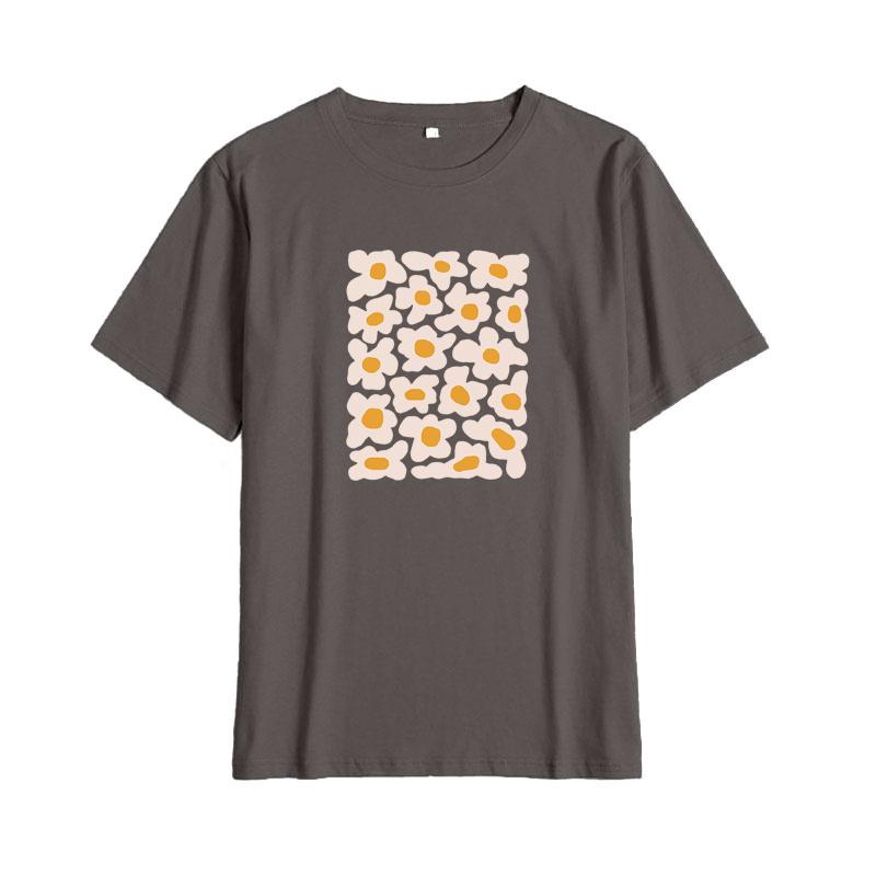 Hirsionsan Little Daisy Print T Shirt Women 2021 New Basic 100% Cotton Summer Tops for Girl Korean Sweet Short Sleeve Female Tee Cute Flower Clothing