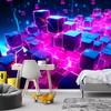 Wallpaper Neon cubes abstract 3D