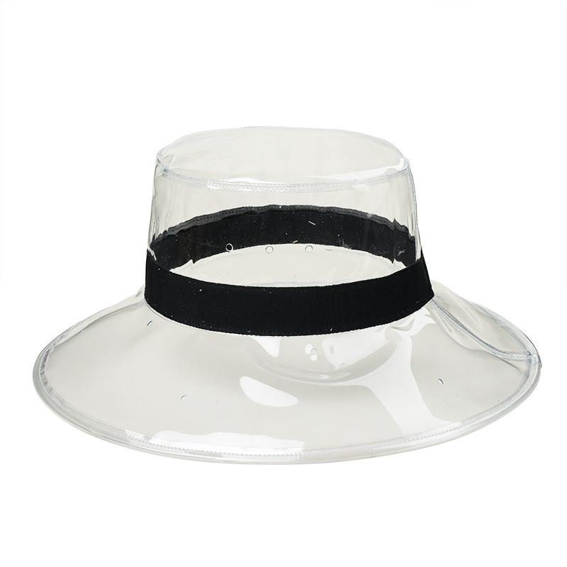 New Fall Season Transparent  PVC Rain Hat Foldable Soft Waterproof Wide Brim Bucket Cap Sun Hat for Women Girls Ladies