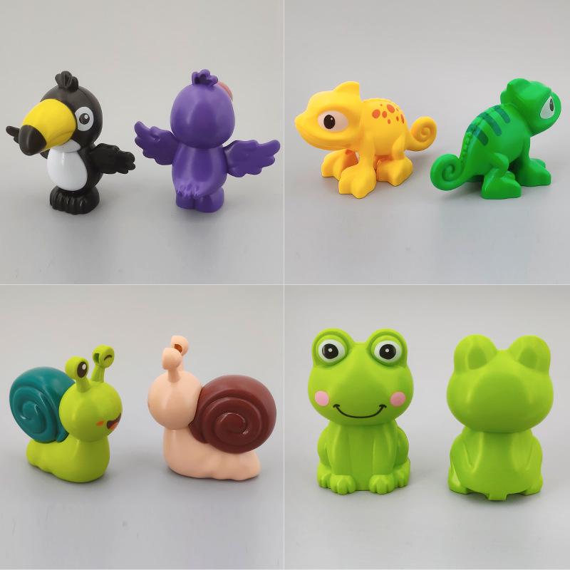 Large Animal Building Blocks: Snail, Alpaca, Seahorse, Frog - Assembly Accessories Toy Set for Children