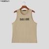 INCERUN Summer Men Sleeveless Print Ribbed Casual Sport Tank Tops Vest