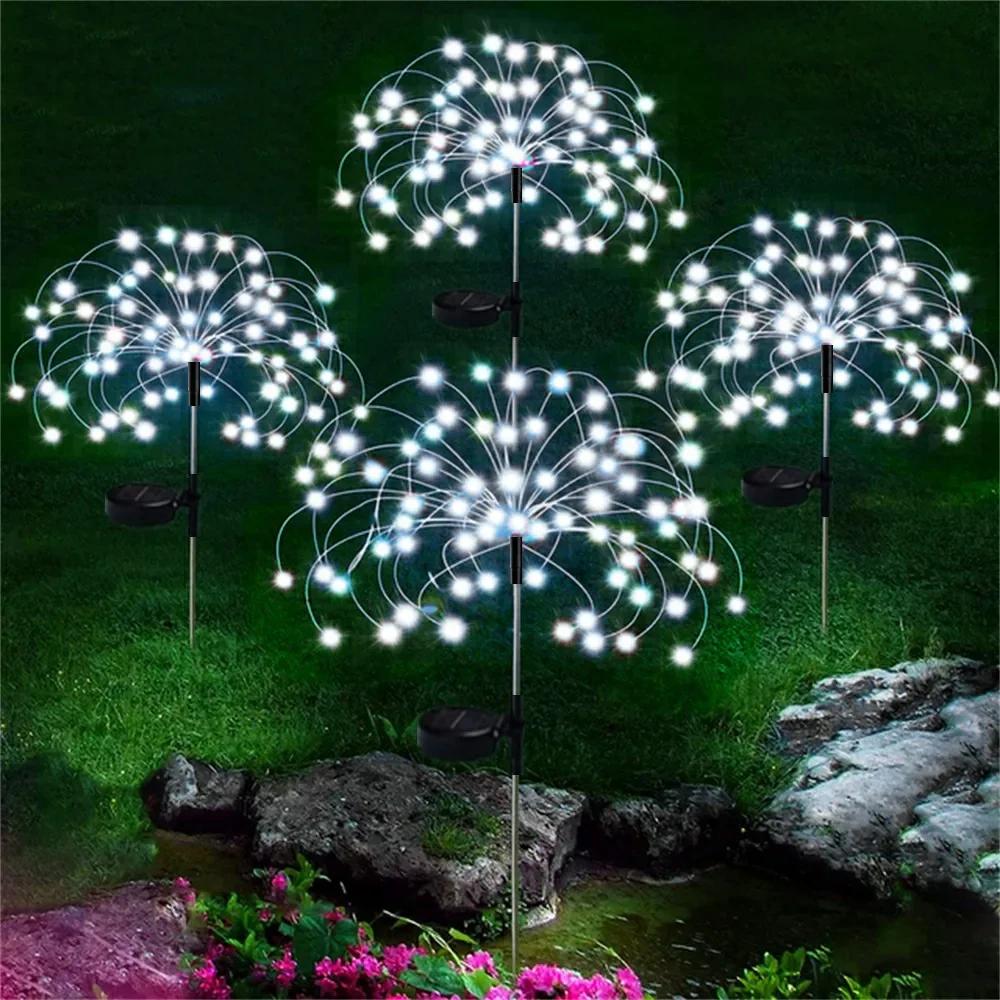 New 8-Modes Solar Firework Lights, 200 LEDs - Multicolor, Warm White, IP65, Ideal for Garden, Patio, Party, Wedding Decor