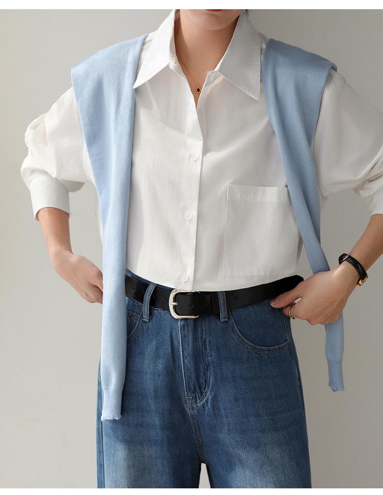 2026 Retro Korean Style Dark Blue Sun Protection Long Sleeve Shirt - Women's Slimming, Loose Fit, Simple Fashion.
