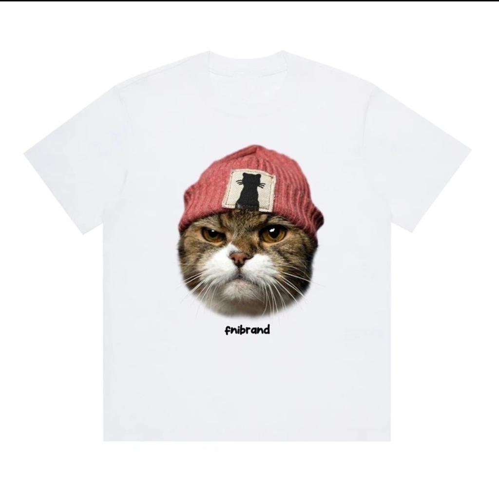 HOT SALE Cat Graphic Print Autumn Cotton Men's T-shirt Short Sleeve Street Fashion Trend Clothing Graphic T-shirt Tops