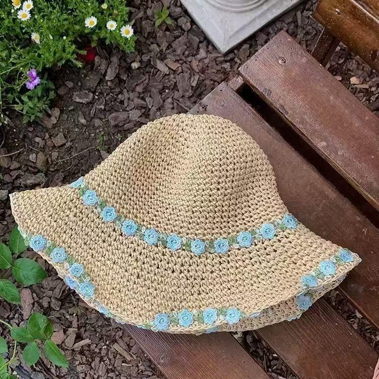 Lace Big-brimmed Straw Hat Bow Hat Women's New Summer Sunscreen Straw Hat Seaside Vacation Sun Hat
