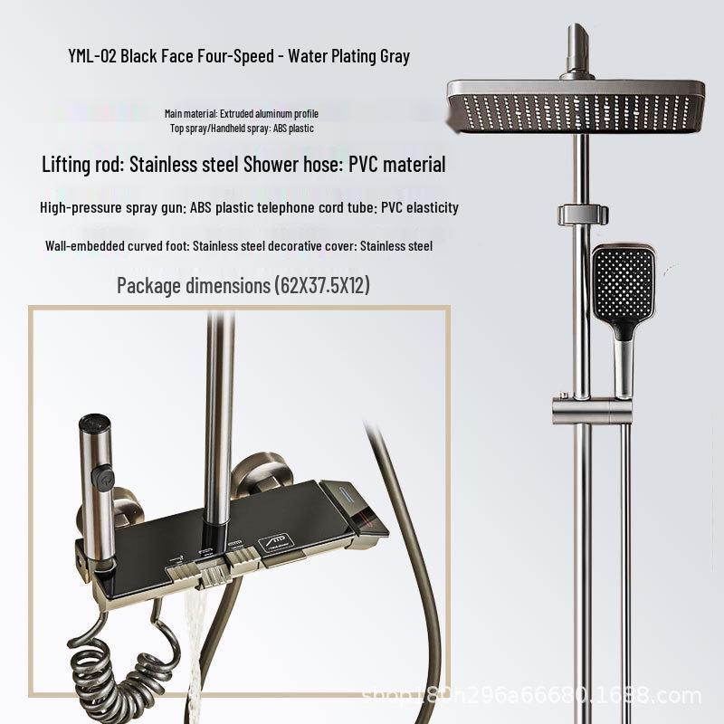 Smart Digital Display Copper Shower Head Set with Constant Temperature & Concealed Design