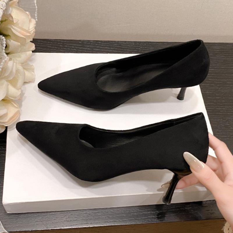 Fashion Mid Heels Women Pointed Toe Shoes Fashion Shallow Suede 2025 Autumn Shoes Desiigner Elegant Classical Dress Pumps Zapatos Mujer