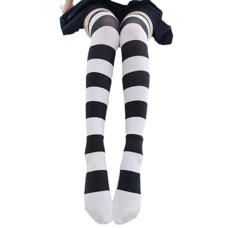 High, Horizontal Striped, Cat-paw, Cute Long, Over-the-knee Socks for Student Girls In A College Style
