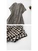 Plaid Patchwork Round Neck Dress - Casual Loose Fit, Japanese Style for Women, Spring/Summer