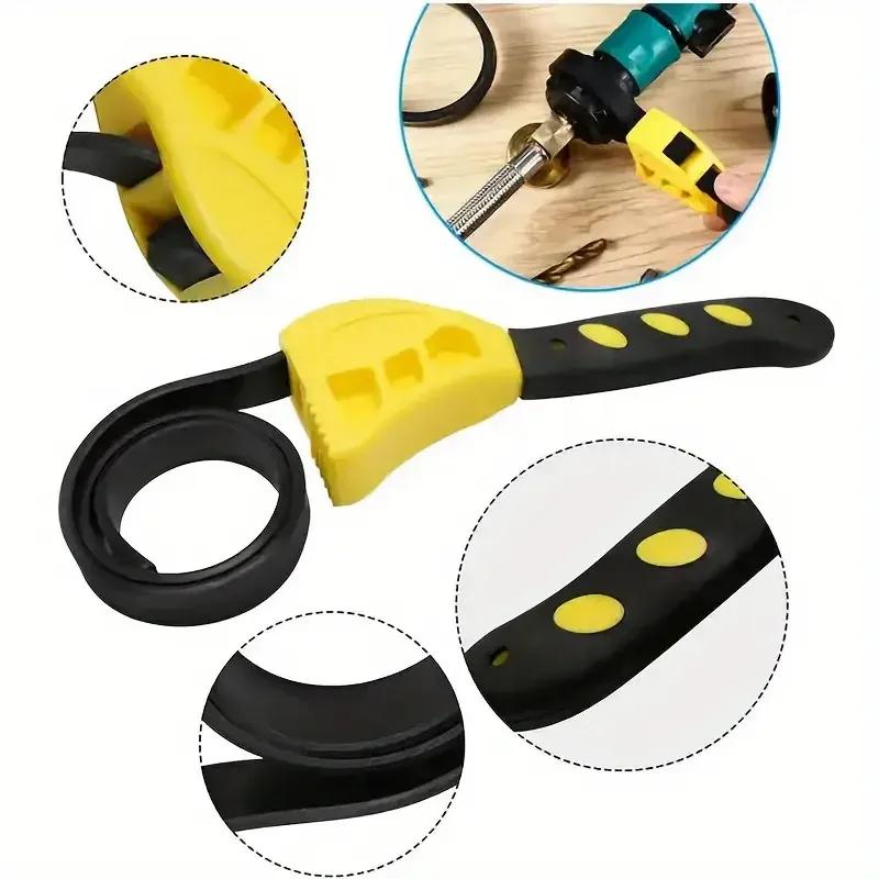 1Pc 6/8inch Belt Wrench Oil Filter Puller Strap Spanner Chain Wrench Strap Opener, Adjustable Disassembly Tool