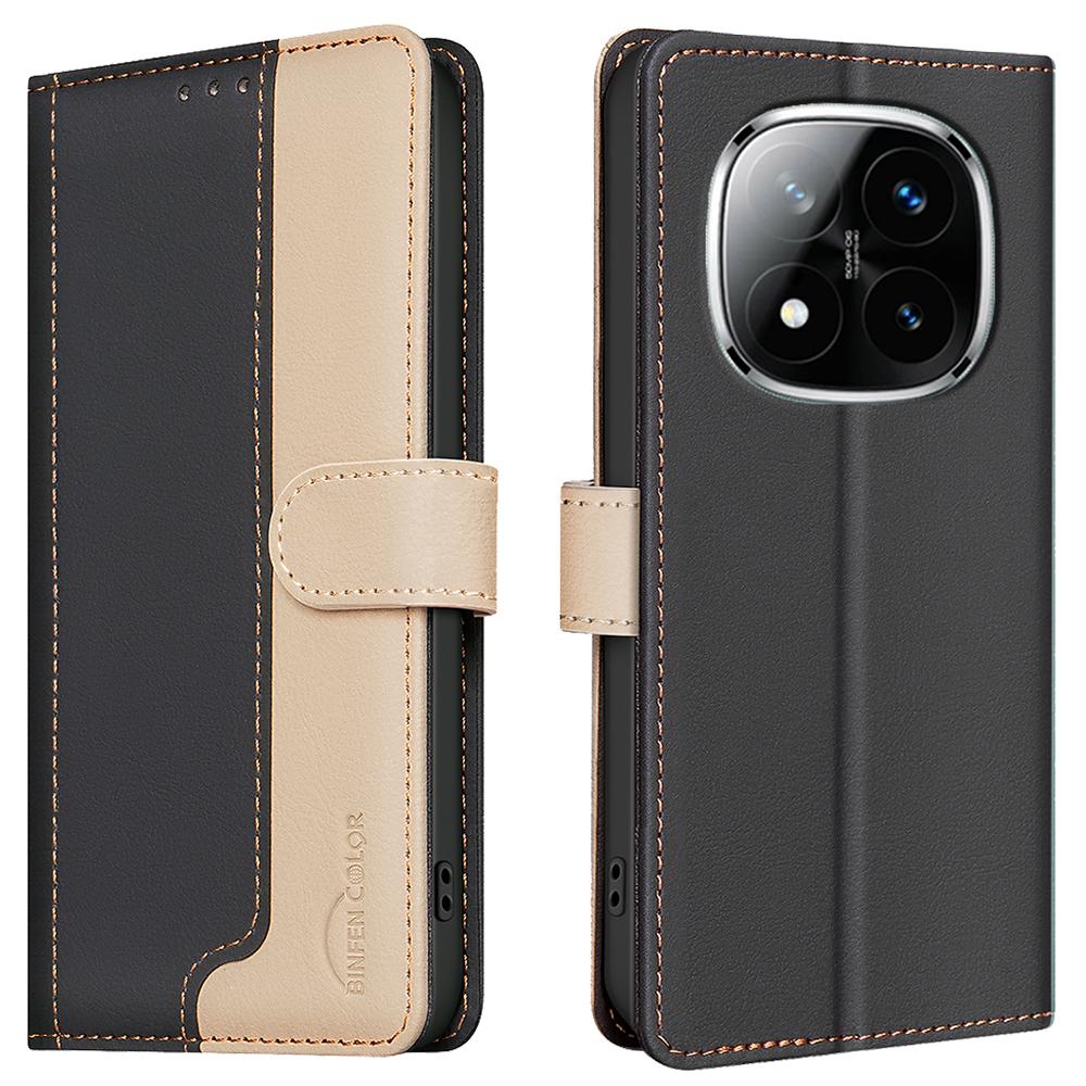 BINFEN COLOR BF33 for Xiaomi Redmi Note 14 Pro 4G Leather Case Splicing Color RFID Blocking