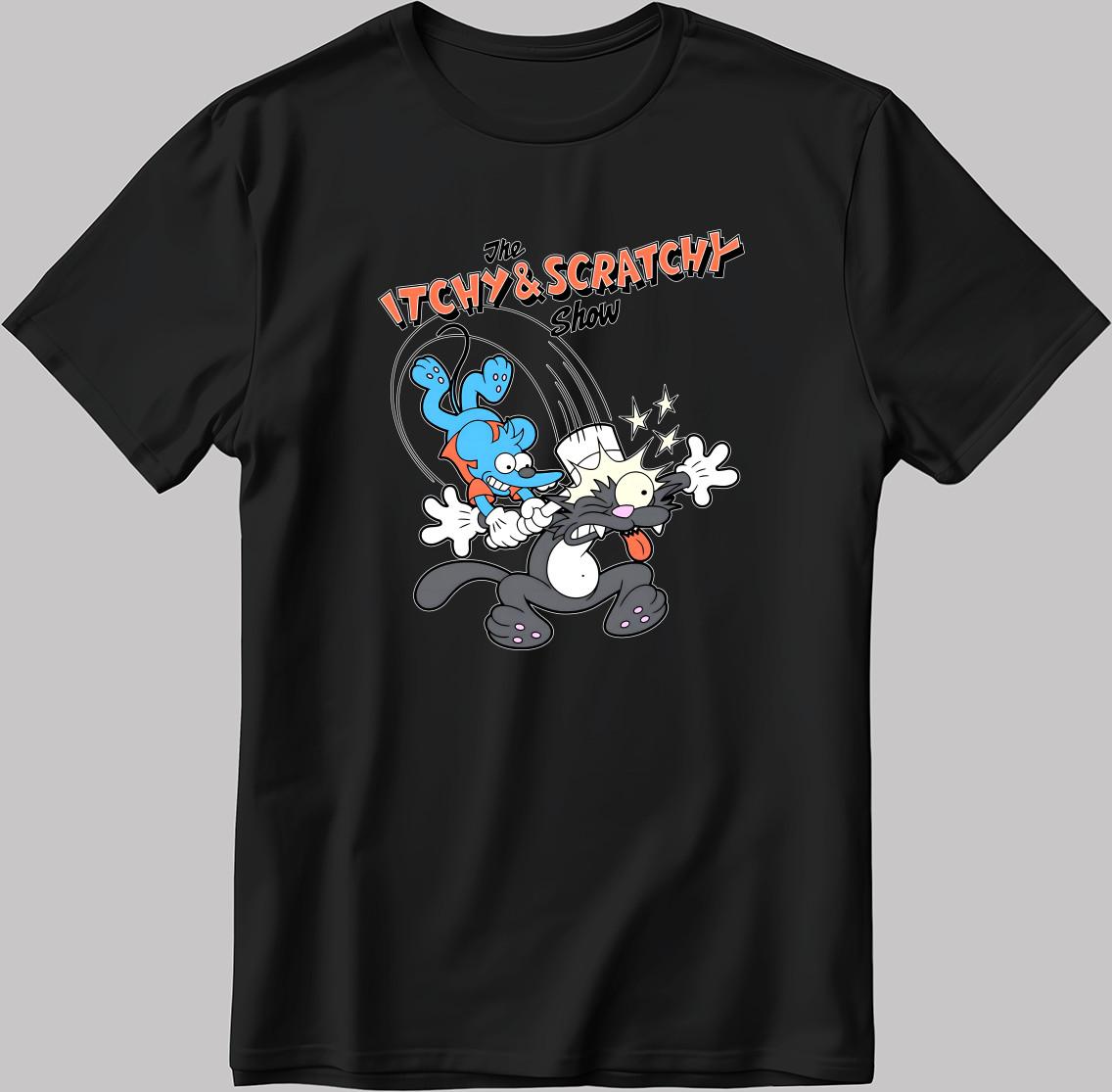 The Itchy And Scratchy Show Simpsons White-Black Men/ Women T Shirt P304 S