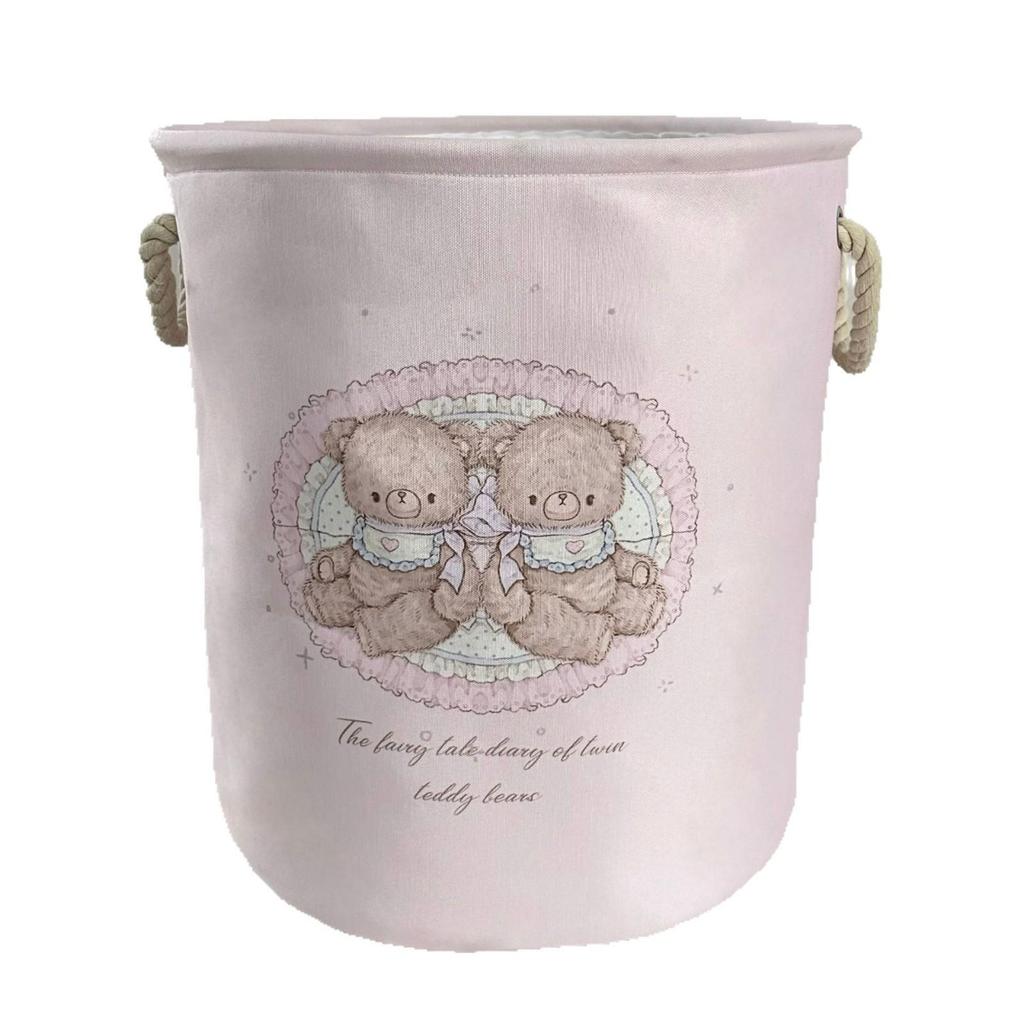 Girly Cartoon Bear Laundry Basket - Large Capacity, Foldable Storage Bin for Clothes & Plush Toys
