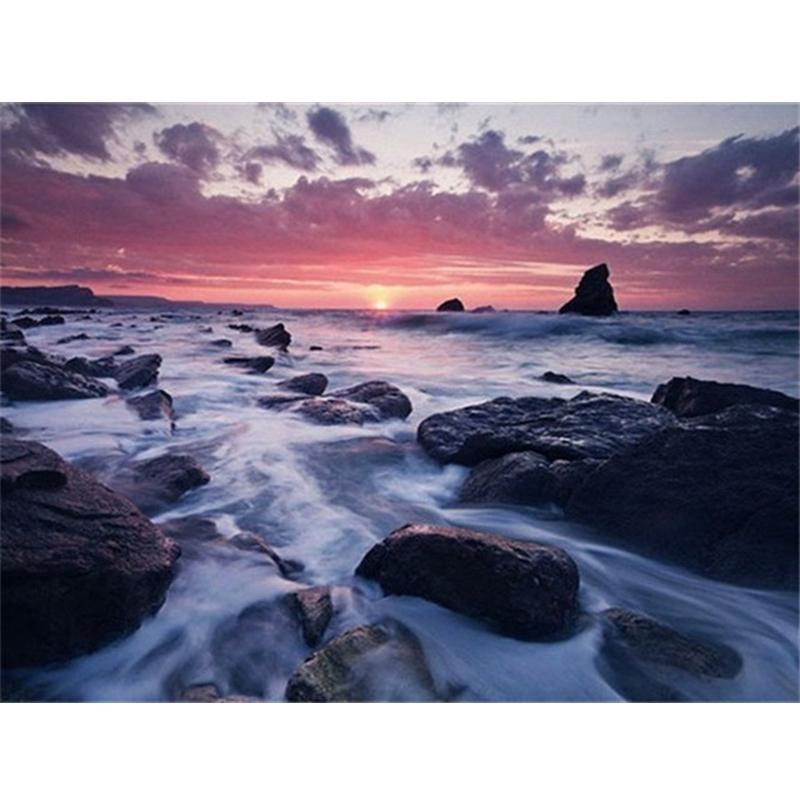 Diamond Painting Full Round Square Natural Landscape Wall Stickers Mosaic Beach Embroidery Mountain Scenery Diamond Art