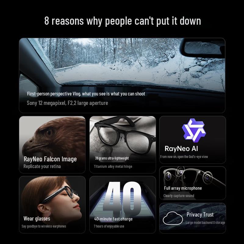 FFALCON V3 AI Camera Smart Glasses