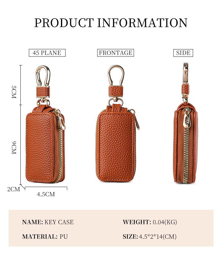 Fashion and Creative Zipper Car Key Case Women Men Compact and Mini Pu Car Key Holder Unisex Key Organizer Car Accessories