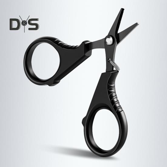 Fishing Scissor with Anti-lost Hand Rope Sharp Serrated Blade Compact Design Portable Multi-functional Metal Scissor
