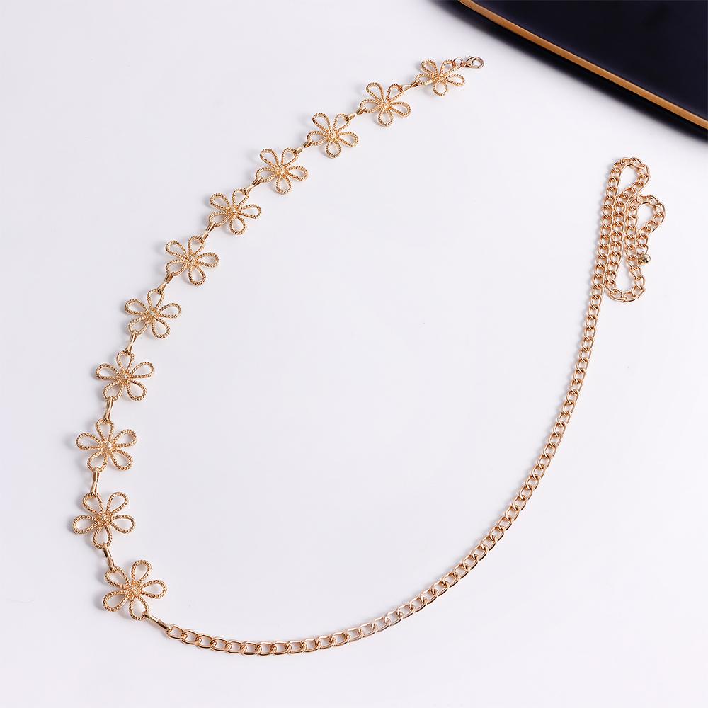 Punk Vintage Metal Flower Waist Chain for Women Summer Beach Bikini Belly Belt Y2K Jewelry Accessories