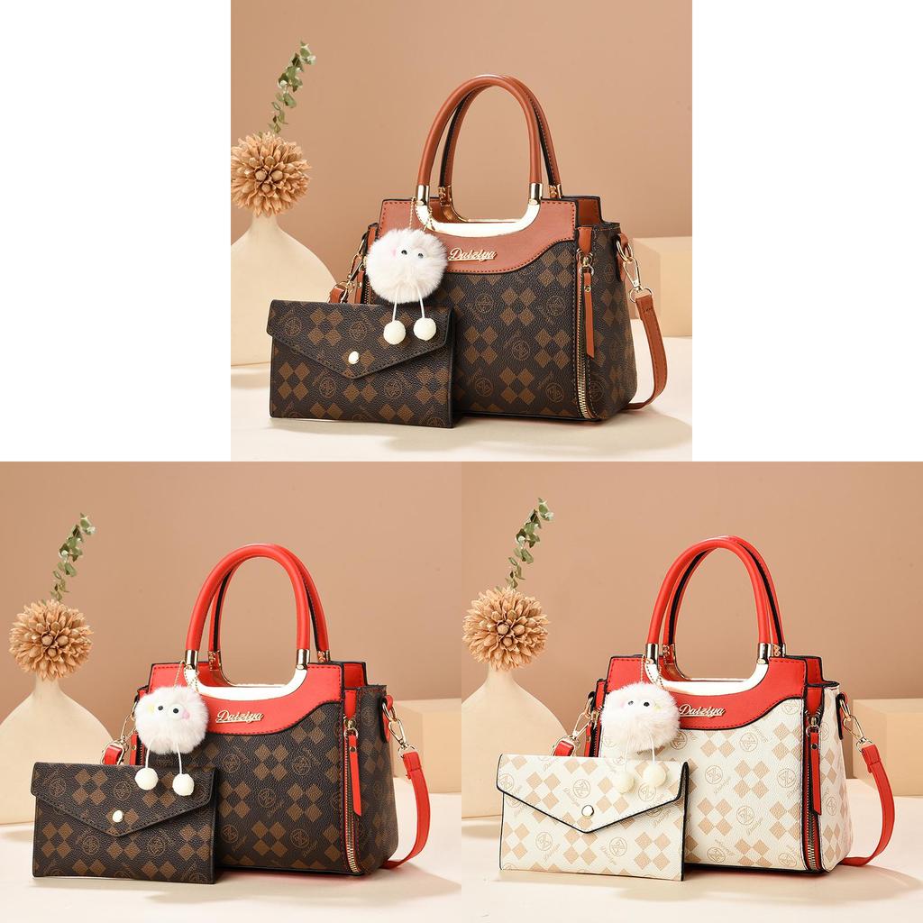 Urban Minimalist Tote Bag Pu Material With Print Contrast Color For Daily Use