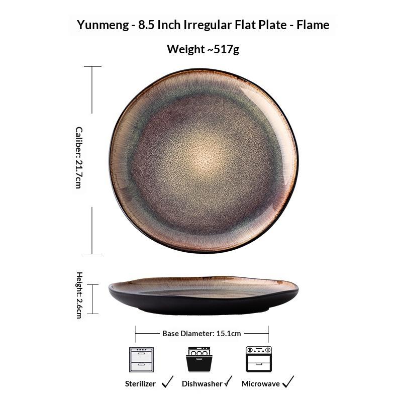 Dinner Plate Irregular Ceramic Western Food Steak Plate Restaurant Pasta Plate Retro Plate Export