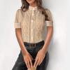 Summer New Fashion Women's Short-sleeved Stand-up Collar Top Lace Embroidered Temperament Commuter Shirt