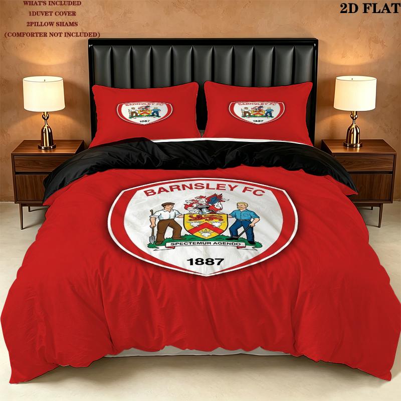 Постельное белье с узором Barnsley FC Комплект одеяла Пододеяльник Наволочка Домашний Декор Подарок на День Рождения (1 * пододеяльник + 2 * наволочка без наполнителя)