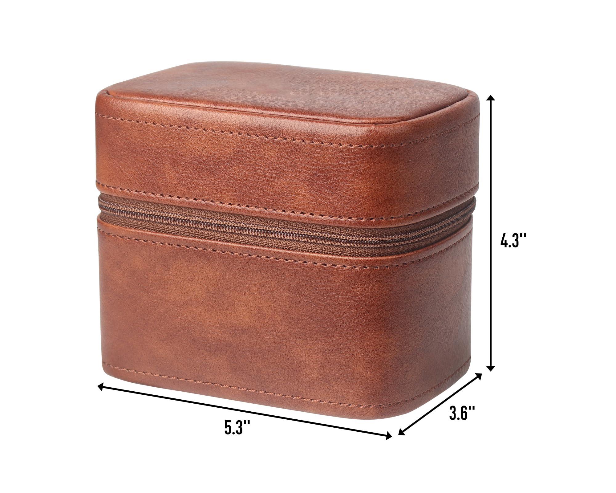 

Дорожный футляр для часов - футляр для часов на 2 отделения с мягкой подкладкой и отделением для аксессуаров, подарок для любителей часов Дорожный футляр для часов в рулоне коричневый