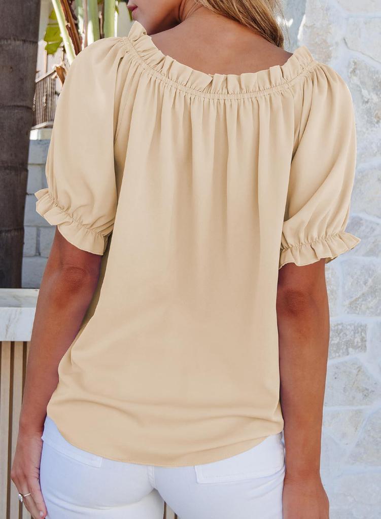 Camicia Bardot con Volant - Nuovi Arrivi Primavera/Estate 2026 per Donna - Stile Europeo & Americano