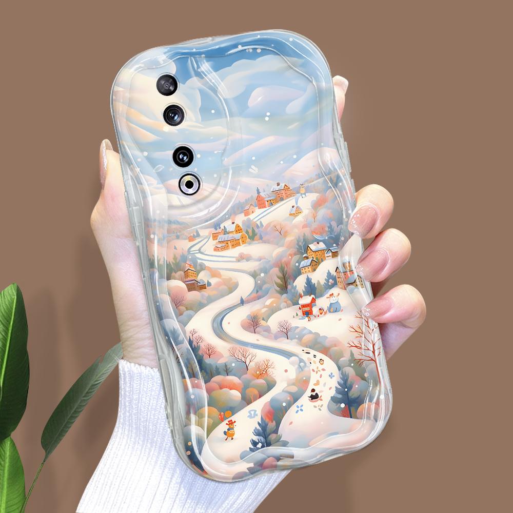 Uroczy wzór kreskówki Kremowa tekstura Obudowa Falista krawędź Miękki silikonowy pokrowiec Etui na telefon do iPhone'a Huawei Honor Infinix Tecno