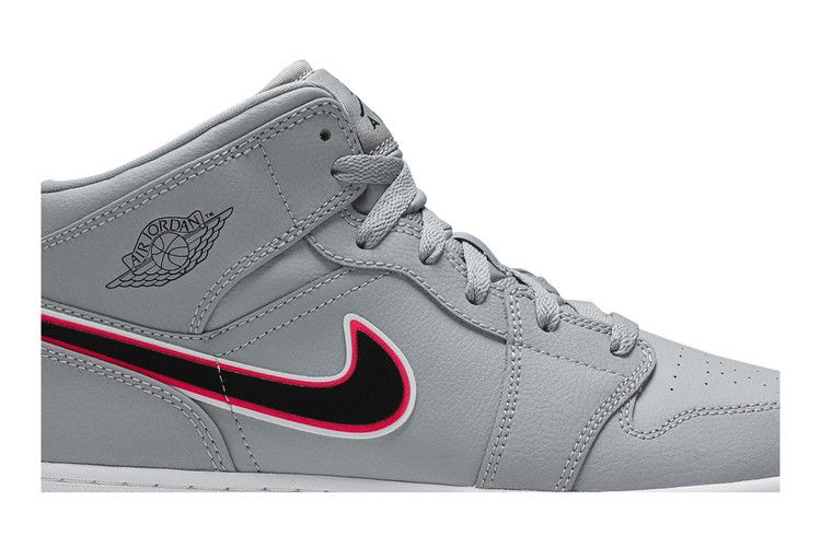 Kids' Sneakers Jordan 1 Mid Wolf Grey Racer Pink Black (GS) Wolf Grey/Racer Pink-White-Black