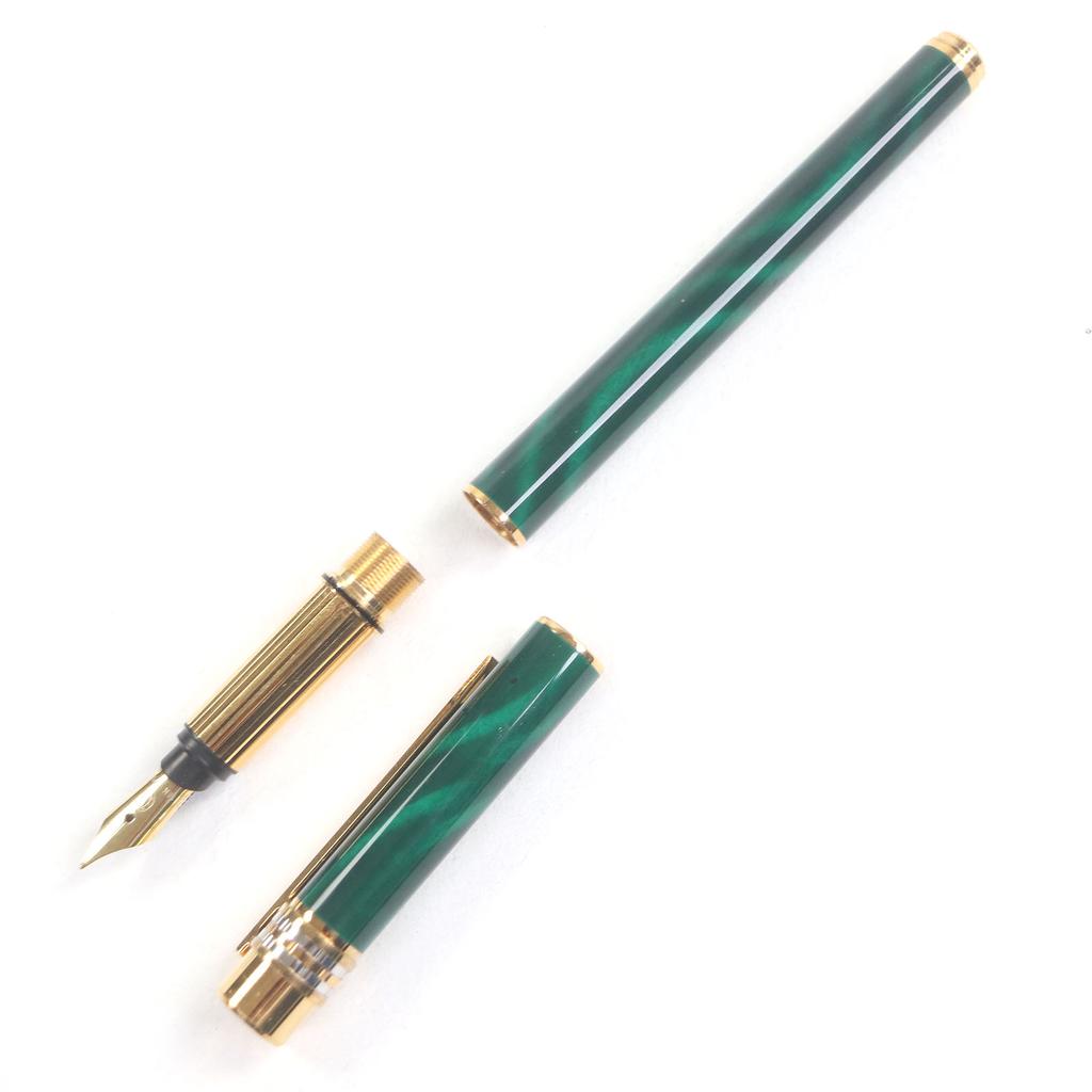 Great Cartier fountain pen Malachite Green gold 18K mens Used