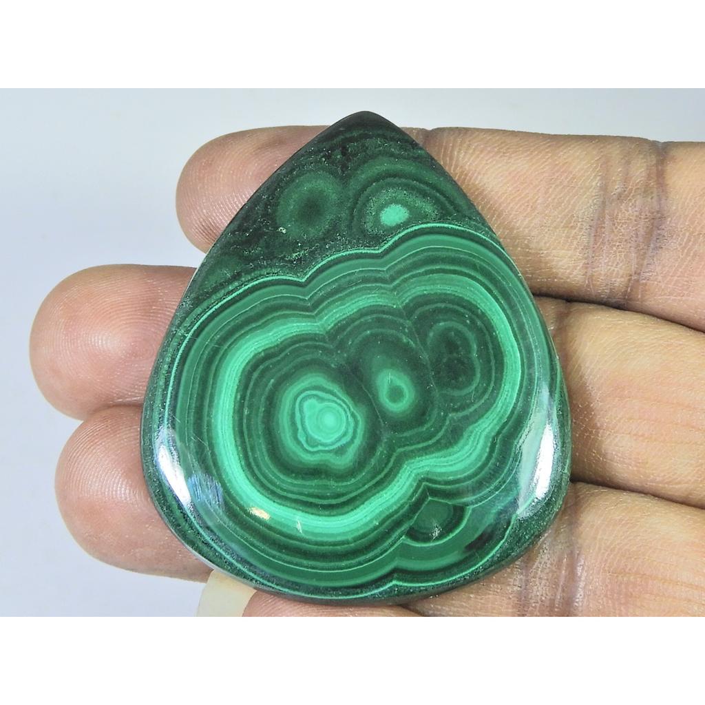 151Cts. Natural Green Malachite Pear Cabochon Loose Gemstone 43X51X05 MM B-398