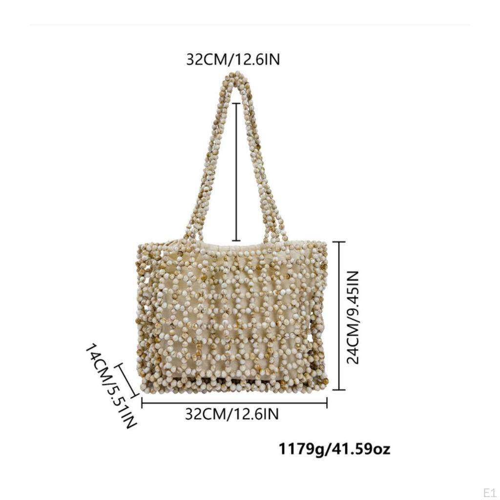 Beaded Handbag Handmade Tote Pearl with Shoulder Straps for Women, , Weddings,