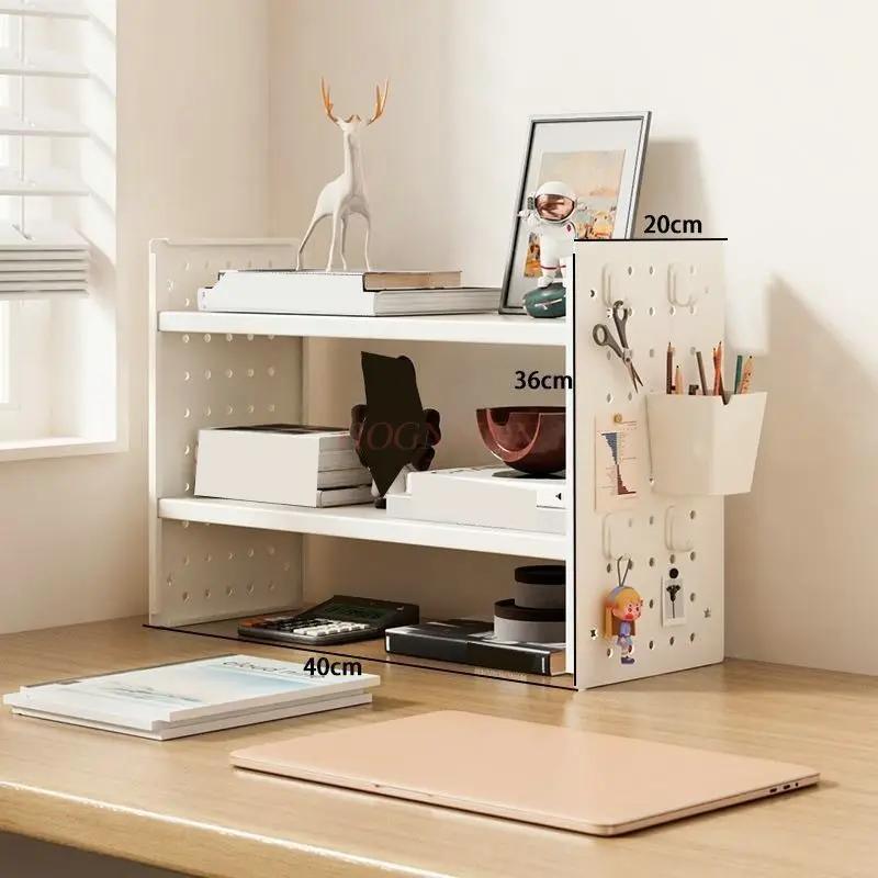 1pcs Desktop storage rack, perforated board, desk bookshelf, office workstation, multi-layer storage rack