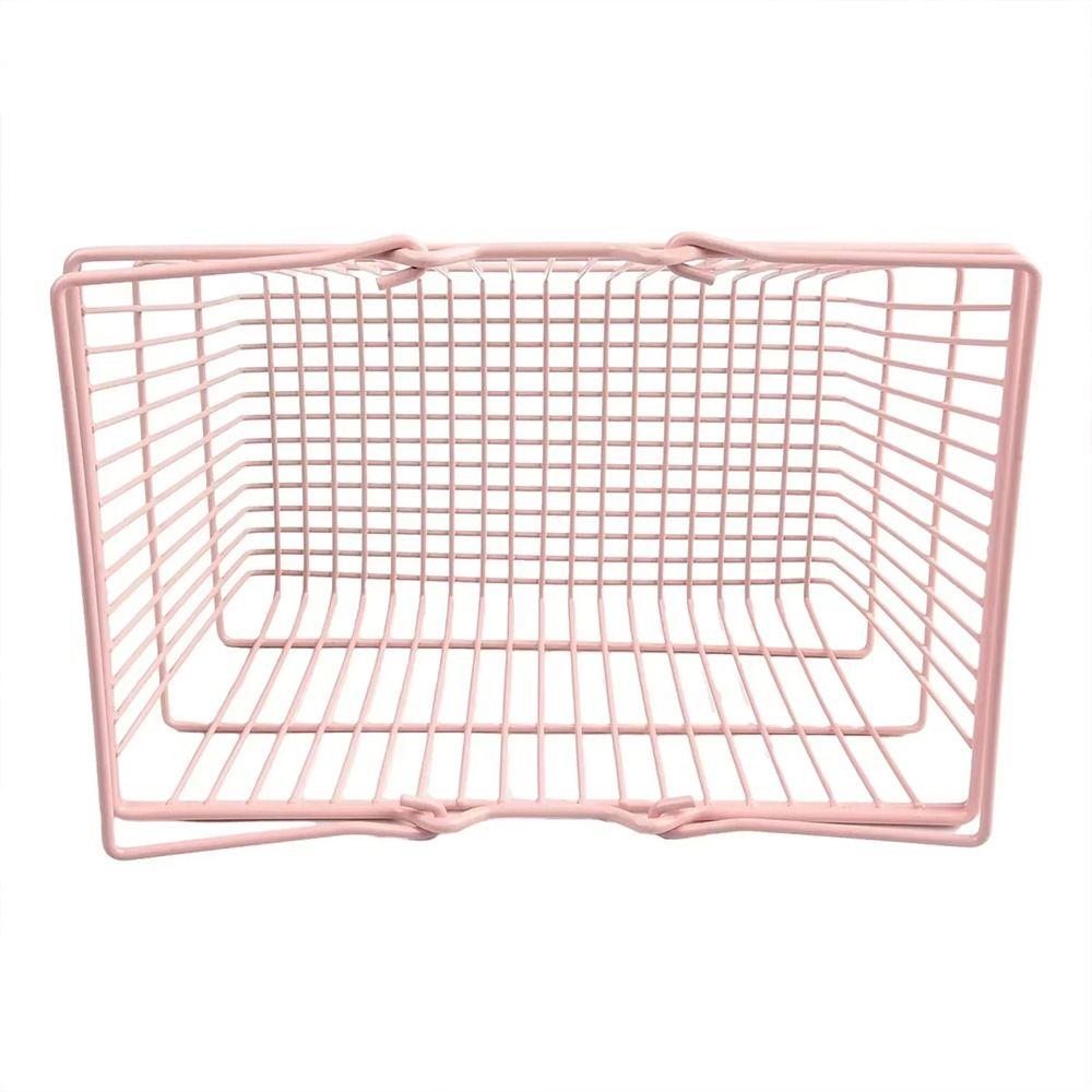 S/M/L Storage Basket Mini Large Capacity Desktop Organizing Basket Iron Pink Hand Basket for Jewelry Cosmetics Parts Sundries