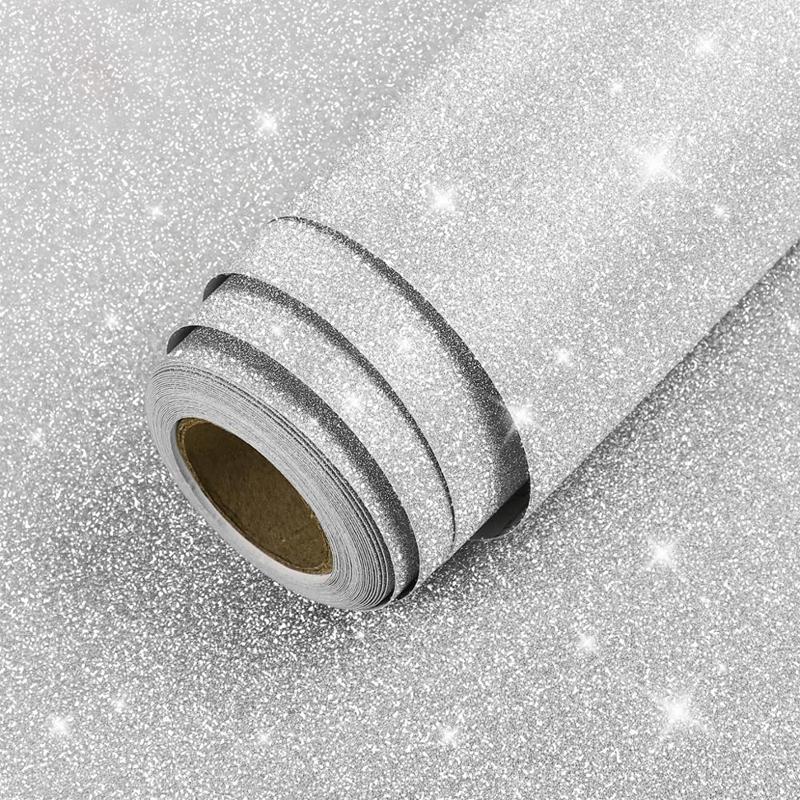 3 Meter Modern Glitter Wallpaper Self Adhesive Bedroom Wall Sticker Furniture Wardrobe Decor Film Shiny Xmas Gift Package Paper