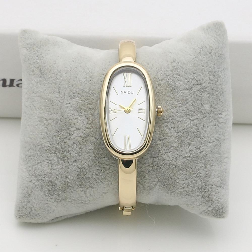 Lightweight Luxury Bracelet Watch Gold/Silver Oval Dial Wristwatch Roman Dial Elegant Quartz Watch for Women