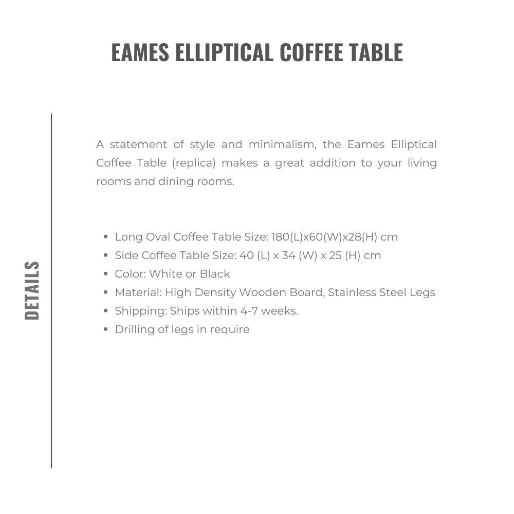 Homlly Eames Elliptical Coffee Table