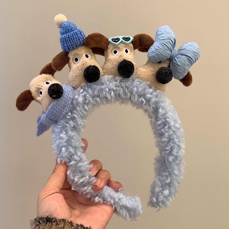Headbands Sweet Style Four Cute Dogs Plush Solid Color Accessories Hair