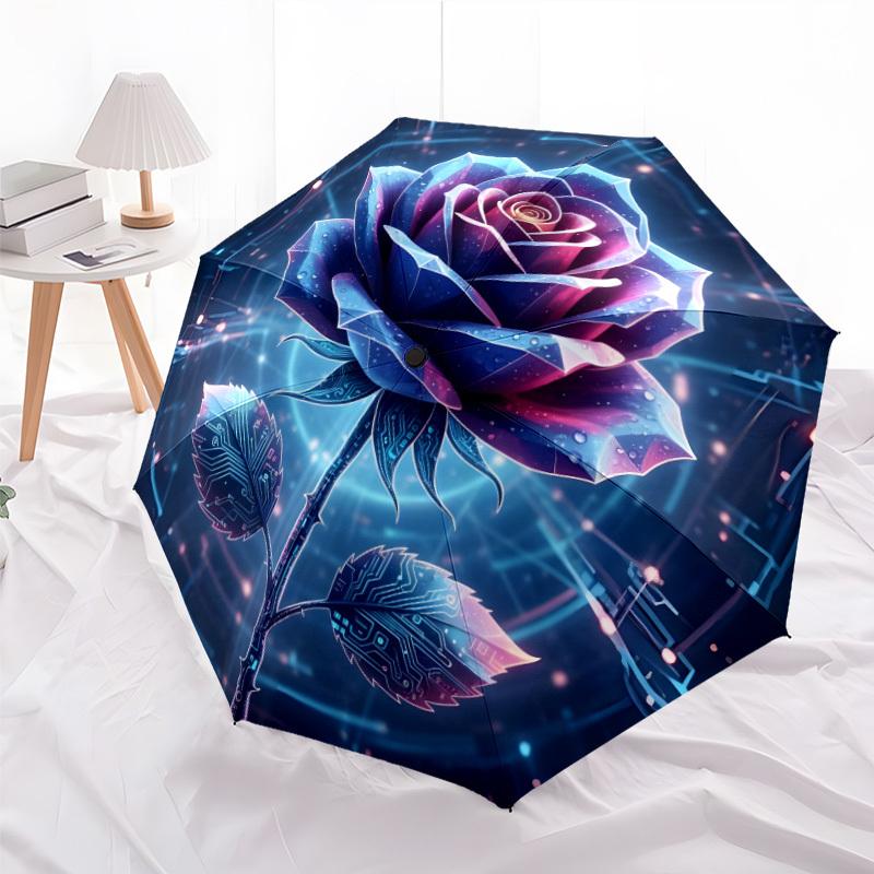 Beautiful Rose a Folding umbrella with 8 iron frames automatic opening design suitable for outdoor matching fashionable access