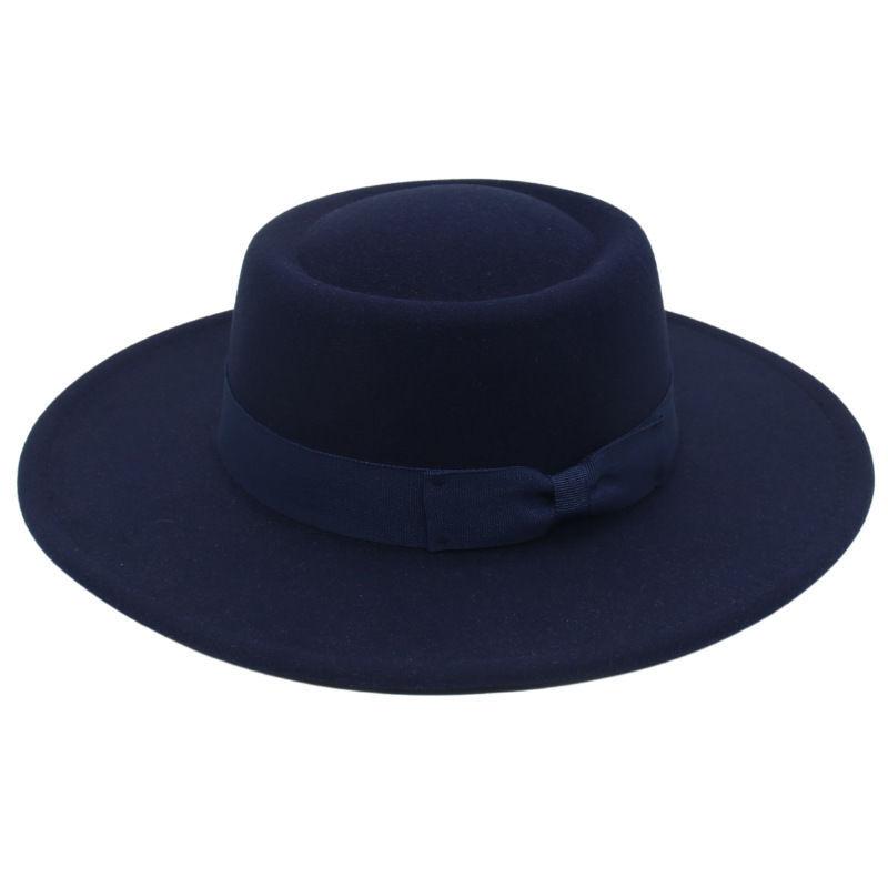 Popular Top Hat Versatile Bow Dome Convex Top Big Brim Fashion Casual Woolen Felt Hat Top Hat Hat